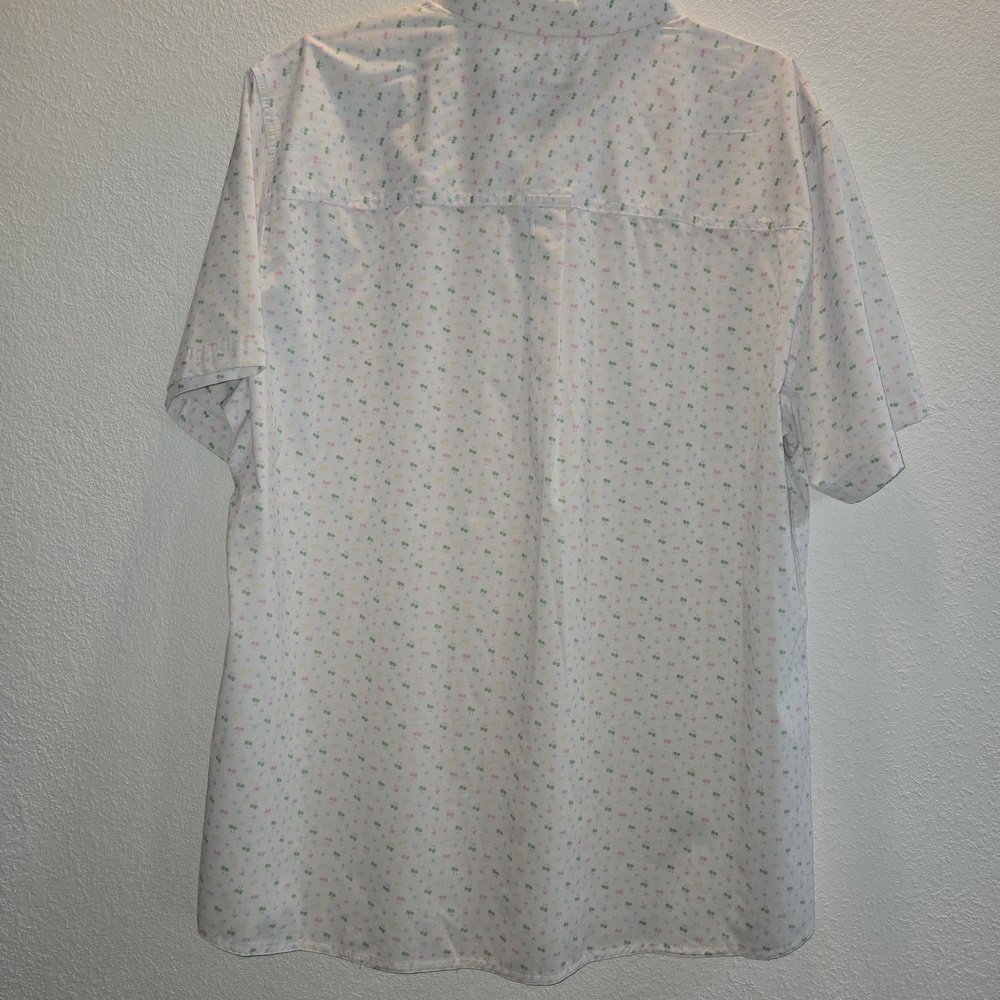 Croft & Barrow‎ Men's White and Green Patterned Short Sleeve Shirt - Picture 11 of 14